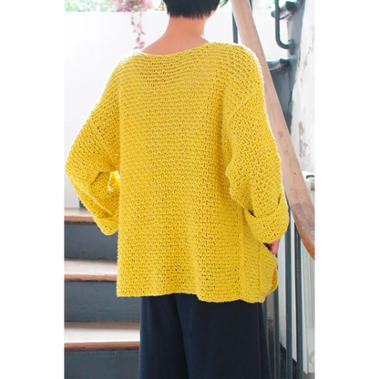 Booklet Kit No.4: Summer vest with a waffle and airy brioche stitch pattern, printed pattern + yarn + pouch