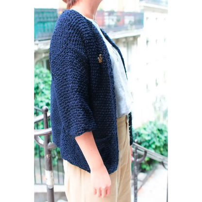 Booklet Kit No.4: Summer vest with a waffle and airy brioche stitch pattern, printed pattern + yarn + pouch