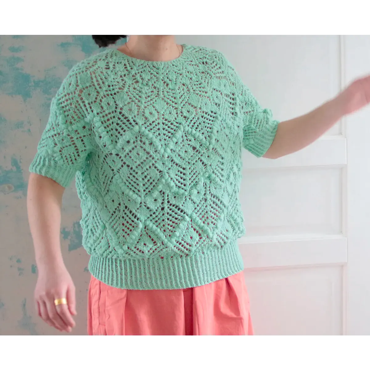 Hand-knitted Komorebi shawl, light and warm