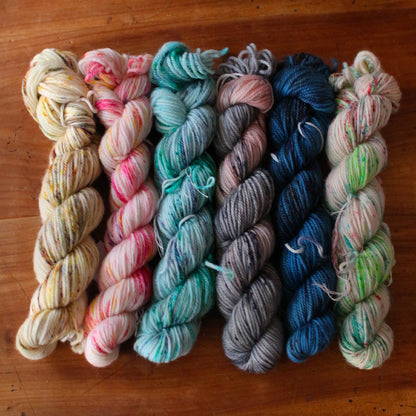 "Mirefleurs" - fingering - mini écheveaux de 25g - multicolore - Superwash Mérino, teinture à la main