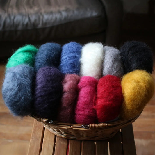 Pure Mohair wool yarn ball from a French farm