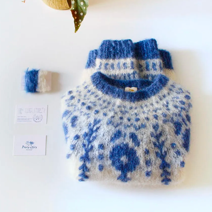 Pull Vaisselle tricoté main en mohair