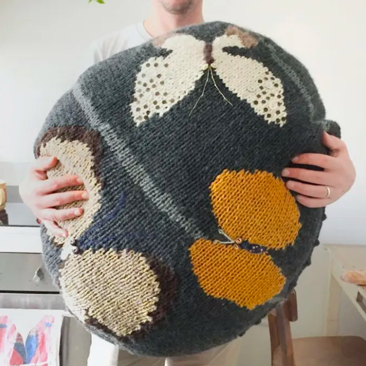 Coussin série "Pierre-insecte" 