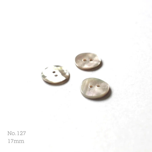No.127 | ヴィンテージマザーオブパール（白蝶貝）ボタン 17mm | 3個セット