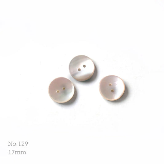 No.129 | ヴィンテージマザーオブパール（白蝶貝）ボタン 17mm | 3個セット