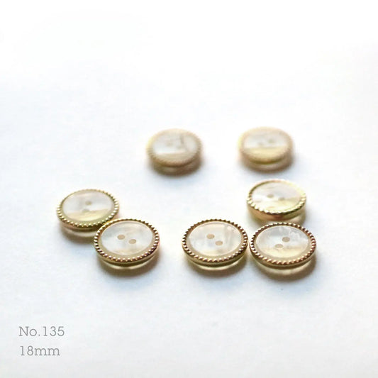 No.135 | ヴィンテージプラスチック＆メタルボタン 18mm | 7個セット