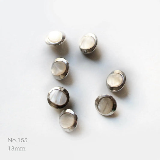No.155 | ヴィンテージプラスチック＆メタルボタン 18mm | 7個セット