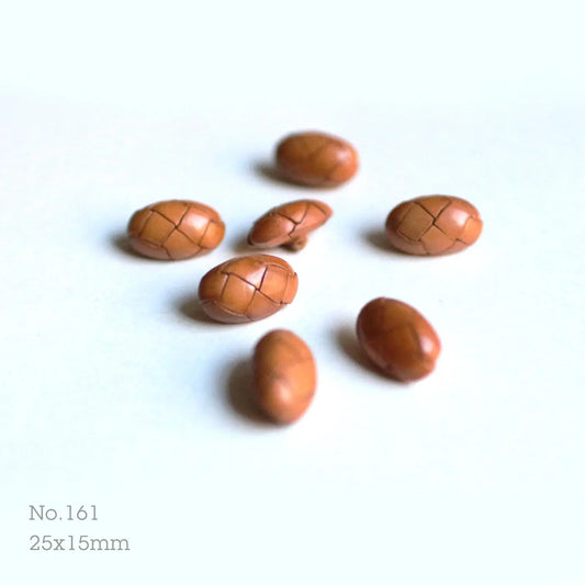 No.161_ ヴィンテージレザーボタン 25x15mm | 7個セット