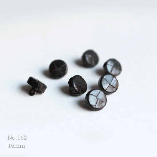 No.162 | ヴィンテージレザーボタン 15mm | 7個セット