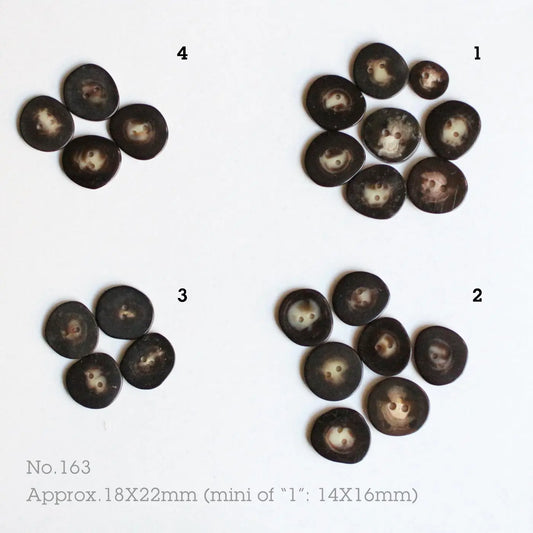 No.163_ ヴィンテージホーン（角）ボタン 18x22mm | 4個または7個セット