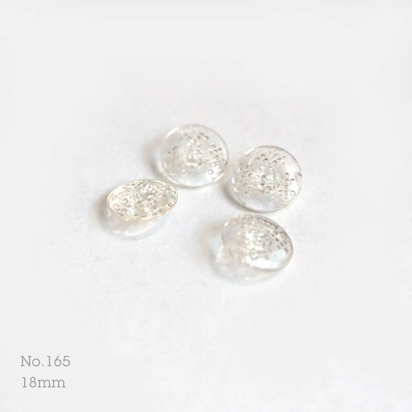 No.165 | Boutons vintages identiques en verre transparent 18 mm | Lot de 4