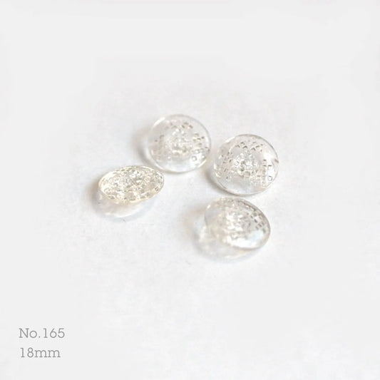 No.165 | ヴィンテージ透明ガラス同型ボタン 18mm | 4個セット