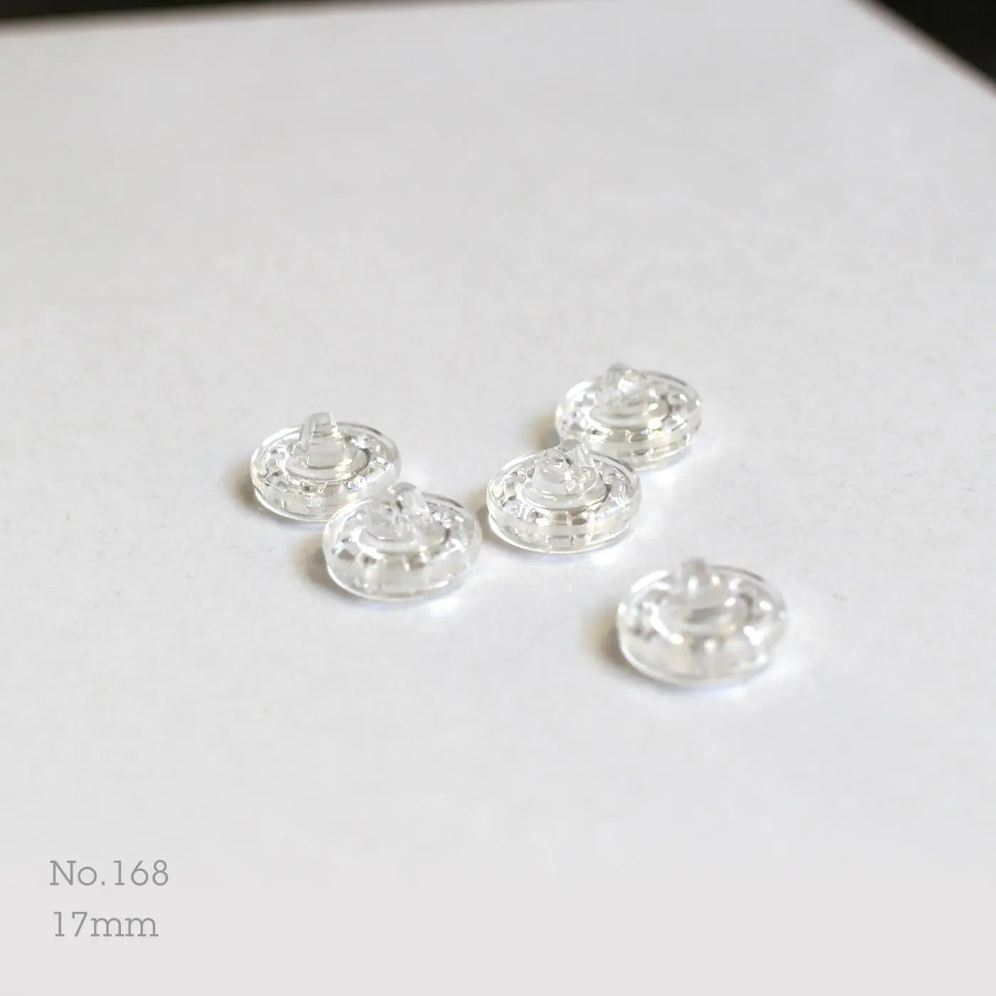 No.168 | Boutons vintages identique en verre transparent 17 mm | Lot de 5