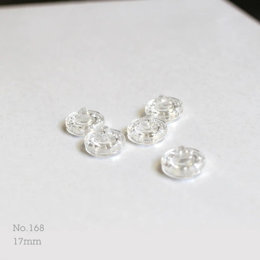 No.168 | ヴィンテージ透明ガラス同型ボタン 17mm | 5個セット