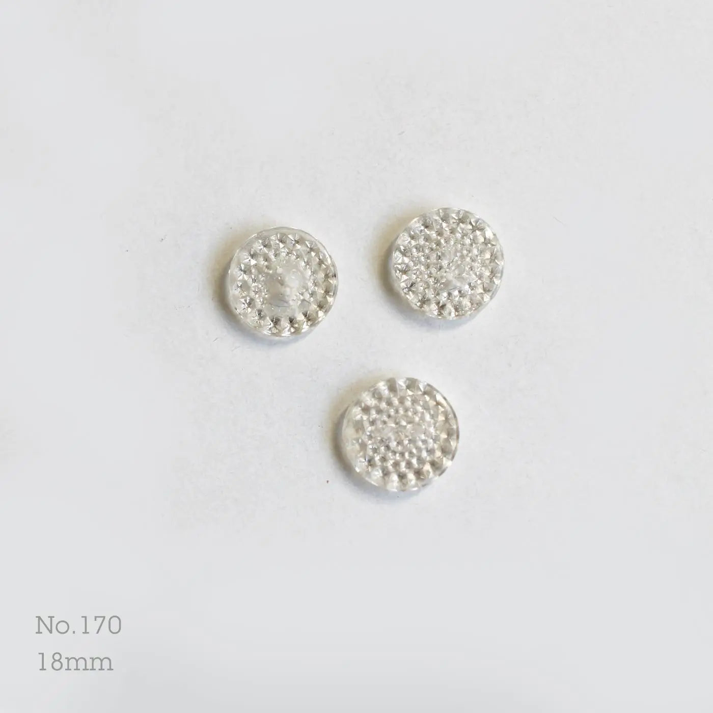 No.170 | Boutons vintages en verre transparent 18 mm | Lot de 3