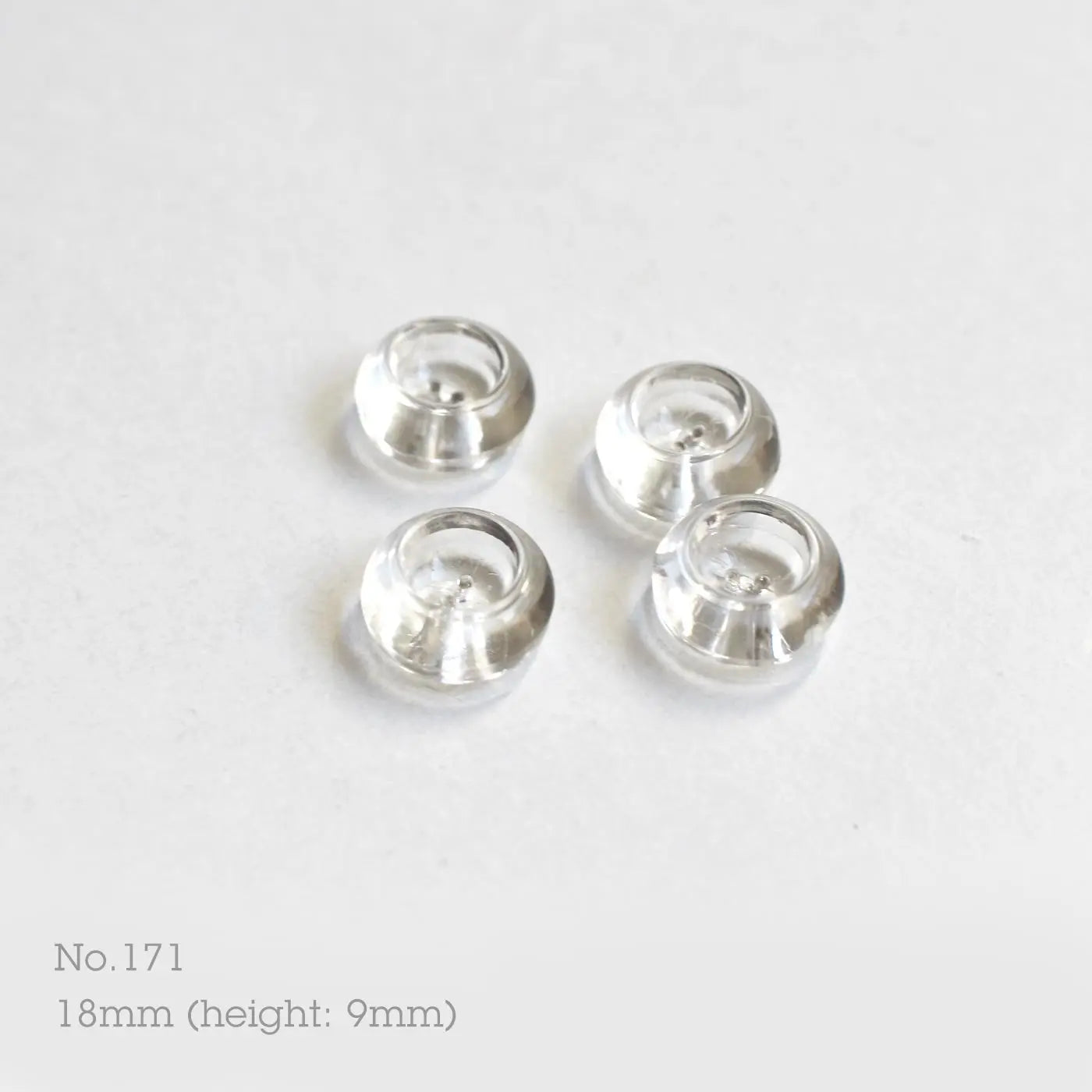 No.171 | Boutons vintages identique en verre transparent 18 mm | Lot de 4