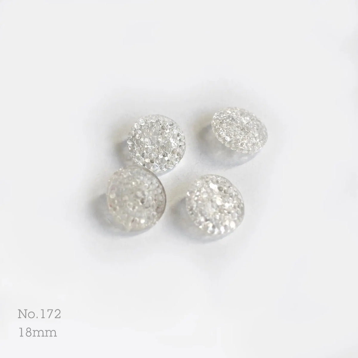 No.172 | Boutons vintages identiques en verre transparent 18 mm | Lot de 4