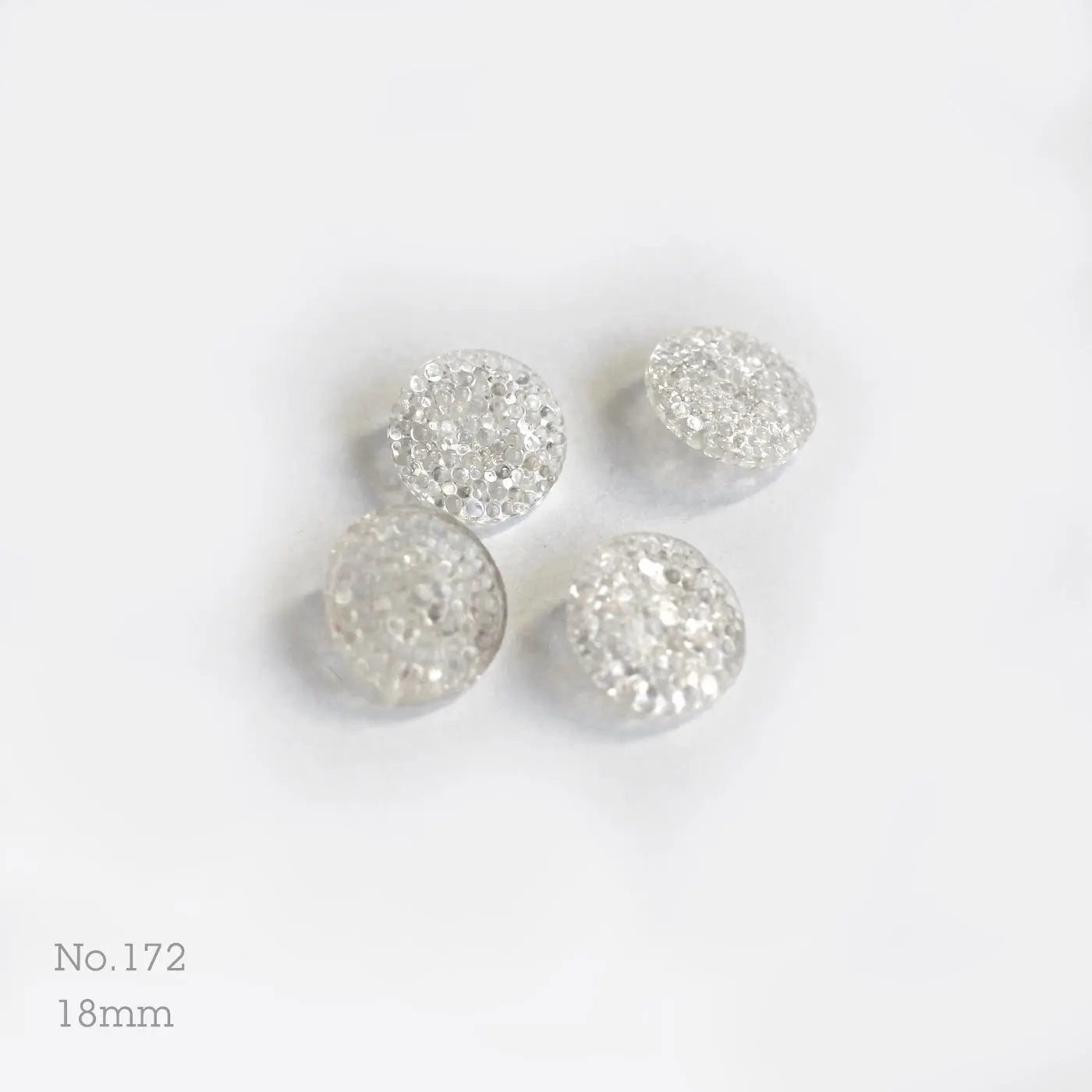 No.172 | Boutons vintages identiques en verre transparent 18 mm | Lot de 4