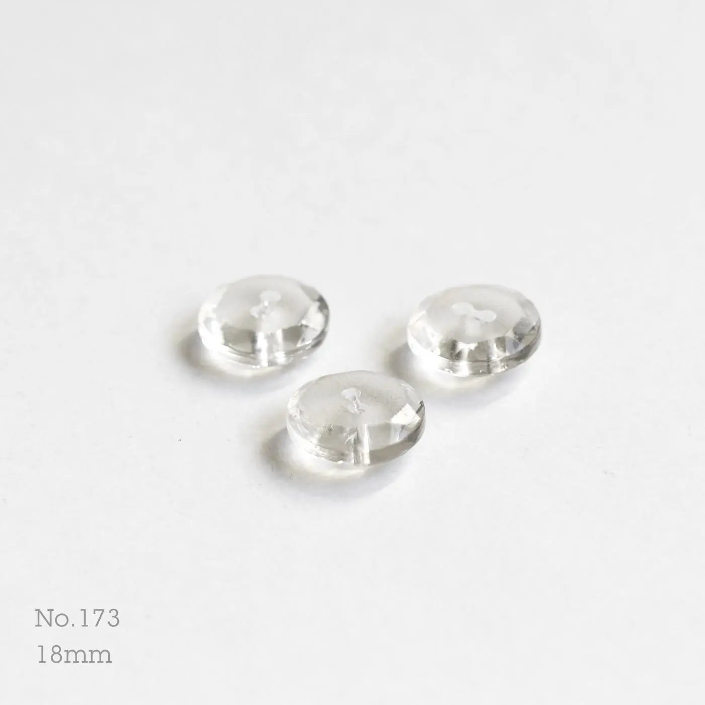 No.173 | Boutons vintages en verre transparent 18 mm | Lot de 3