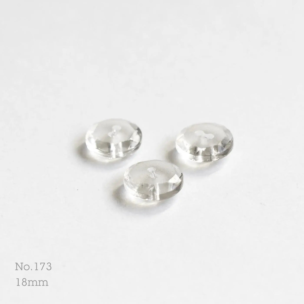 No.173 | Boutons vintages en verre transparent 18 mm | Lot de 3