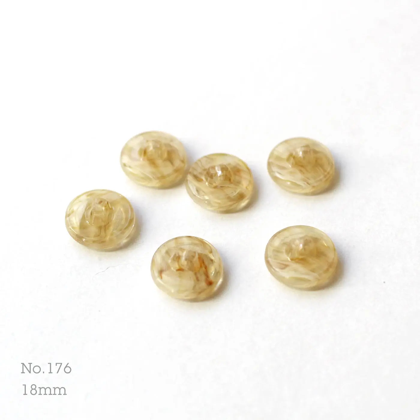 No.176 | Boutons vintages identique en verre beige et transparent 18 mm | Lot de 6