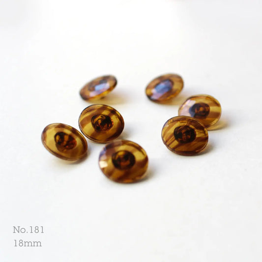 No.181 | ヴィンテージ透明ブラウンガラス同型ボタン 18mm | 7個セット