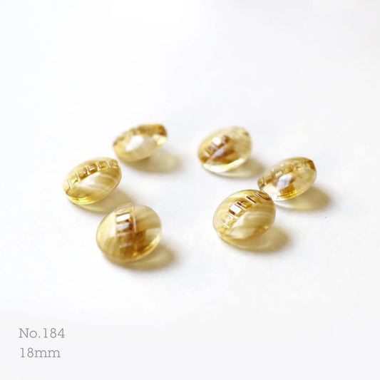 No.184 | ヴィンテージベージュ＆ホワイト＆透明ガラス同型ボタン 18mm | 6個セット