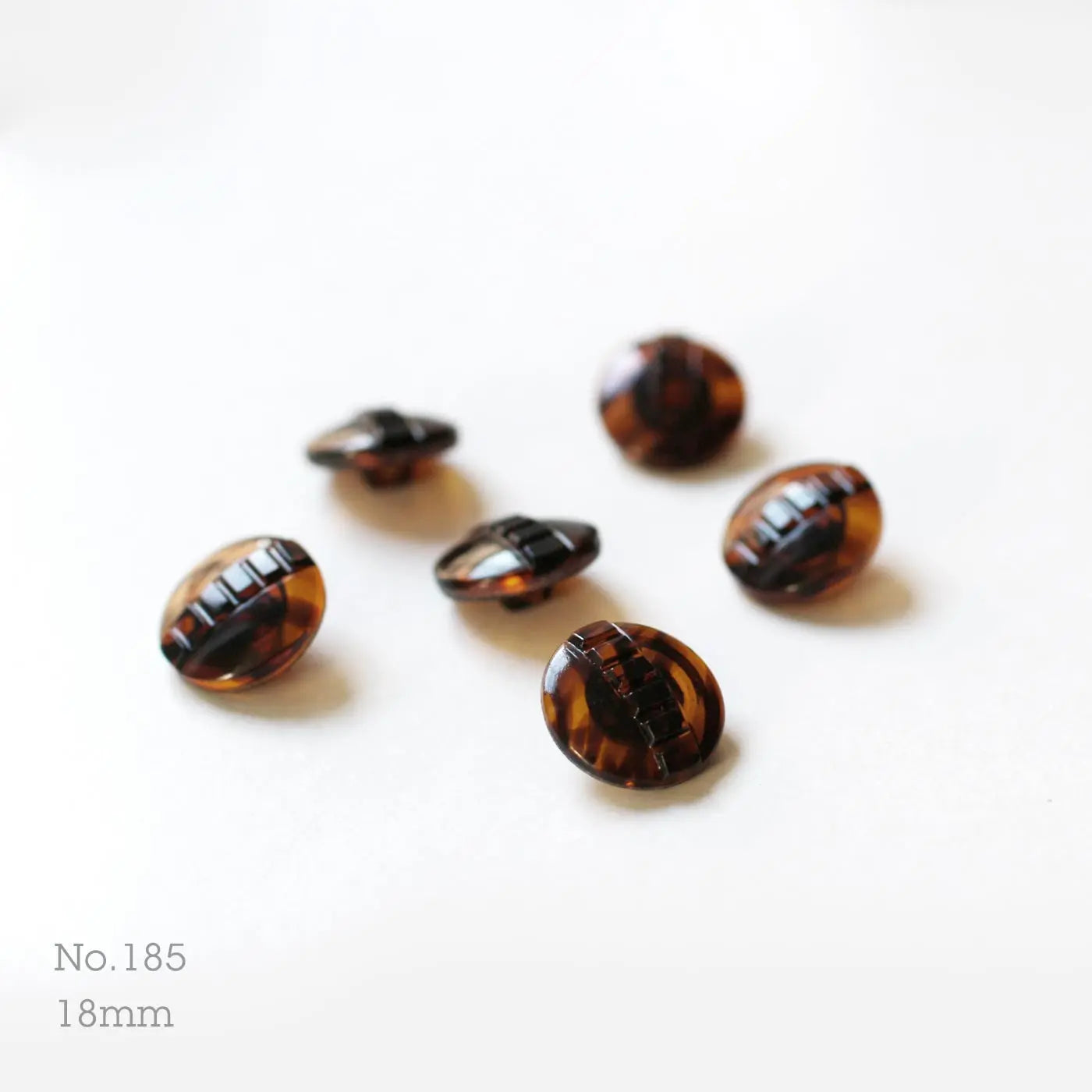 No.185 | Boutons vintages identique en verre brun et transparent 18 mm | Lot de 6